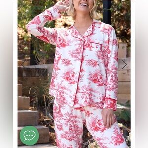 Cat’s Pajamas sz L 100% cotton flannel pjs loungewear lounge pant top pink print